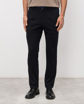 Stefano Ricci Темно-синие брюки из шерсти M1T6100130MA0033