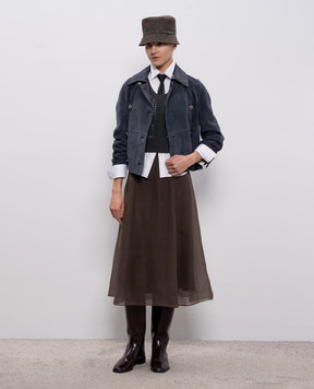 Brunello Cucinelli Коричневая юбка из шелка MF940G3877