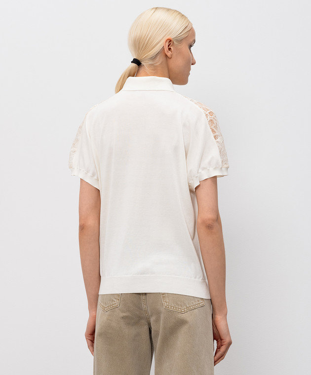 Fabiana Filippi Бежевая блуза с кружевом MAD276F462M227 изображение 4