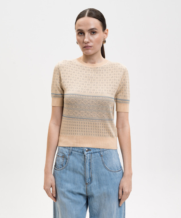 Ermanno Scervino Бежевый топ с шелком в узоре D485L754LWK изображение 3