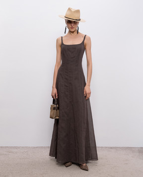 Brunello Cucinelli Коричнева сукня максі з ланцюжком моніль M0F91A5477