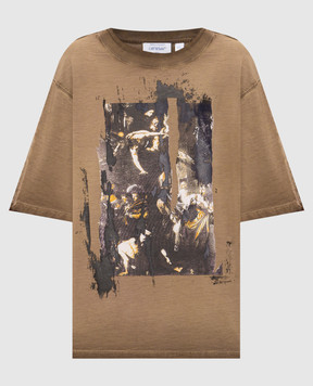 Off-White Футболка кольору хакі Inked Mercy 44MAA16NF26J002
