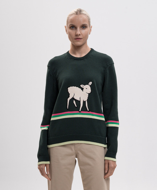 JW Anderson Зеленый свитер из хлопка KW1622YN0515 изображение 3