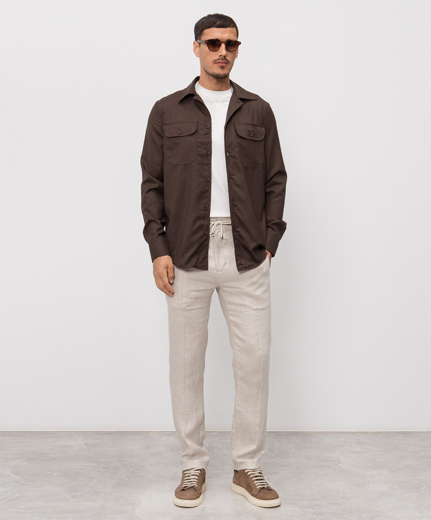 Doriani Cashmere Коричнева сорочка з вовни та шовку DOSLIDR42T196 зображення 2