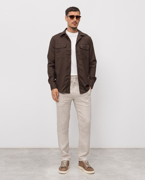 Doriani Cashmere Коричнева сорочка з вовни та шовку DOSLIDR42T196