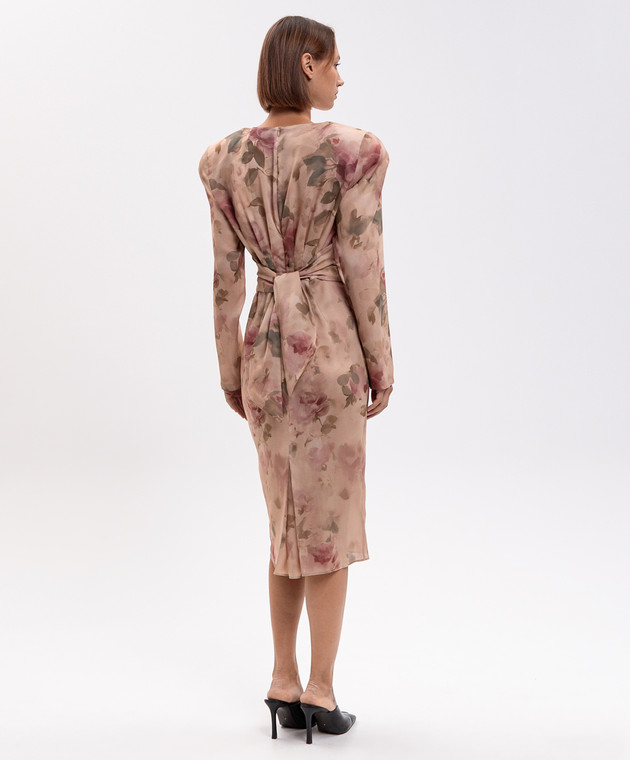 Magda Butrym Бежевое платье из шелка в цветочный принт DRESS29230926 изображение 4