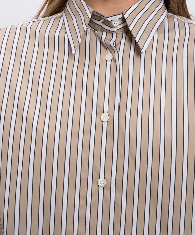 Brunello Cucinelli Бежева сорочка в смужку MH749MX706 зображення 5