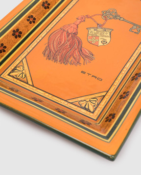 Etro Home Коричневый керамический лакированный поднос с принтом UHHE0004A3001