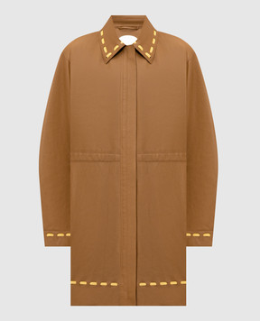 Fendi Коричневое пальто Selleria из кожи оленя FPS916AW9Y