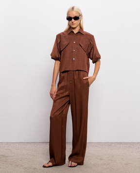 Maison Margiela MM6 Коричневые брюки в логотипе шаблон S52KA0529M36007