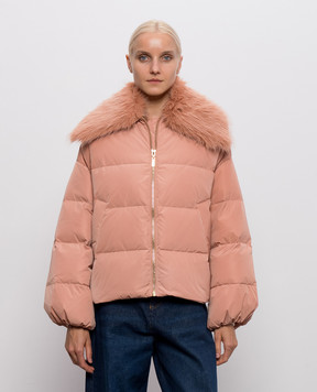 Twinset Розовый пуховик с металлическим логотипом 262TP2360