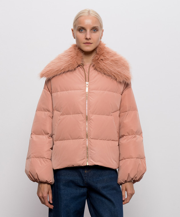 Twinset Розовый пуховик с металлическим логотипом 262TP2360 изображение 3