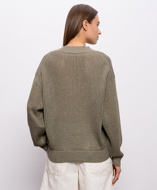 Brunello Cucinelli Пуловер кольору хакі з люрексом MST258302 зображення 4
