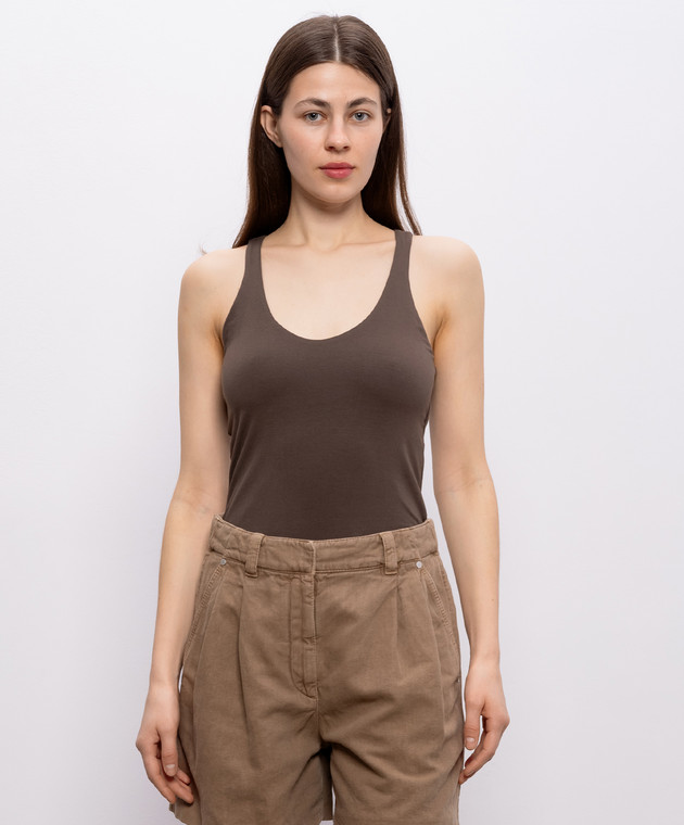 Brunello Cucinelli Коричнева майка з ланцюжком моніль M0T18DO100 зображення 2