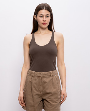 Brunello Cucinelli Коричневая майка с цепочкой мониль M0T18DO100