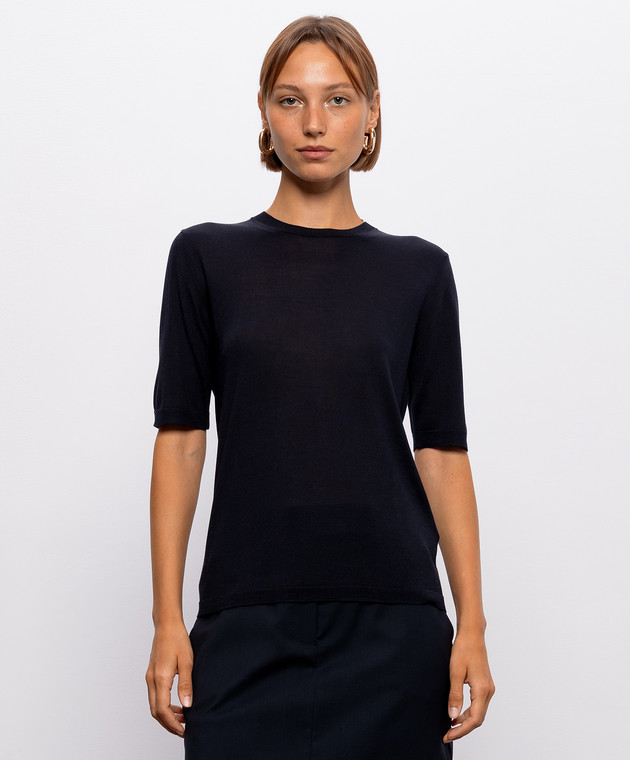 Max Mara Синий топ с шелком и кашемиром MXMACETI изображение 3