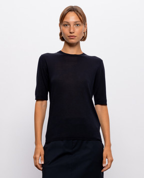 Max Mara Синий топ с шелком и кашемиром MXMACETI