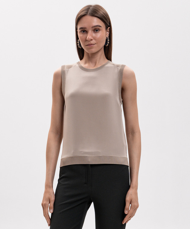 Max Mara Бежевий топ GINSENG з шовку та кашеміру MXMGINSENG зображення 3