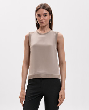 Max Mara Бежевий топ GINSENG з шовку та кашеміру MXMGINSENG