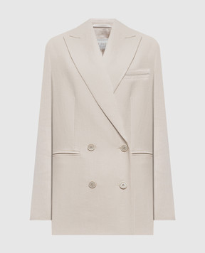 Peserico Бежевий двобортний жакет з льону A0119902606