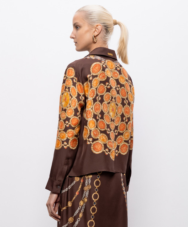 Versace Коричневые блузки из шелка в принт 10242311A17952 изображение 4