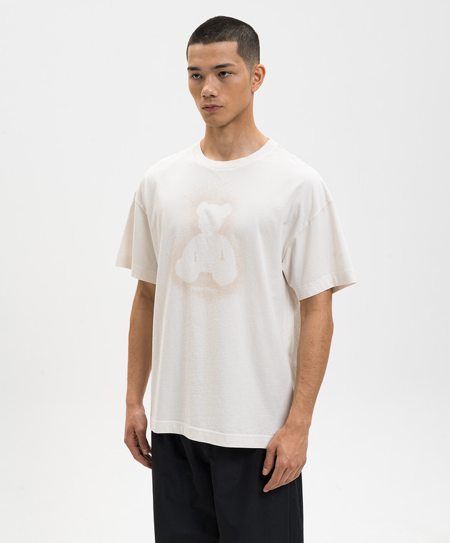 Palm Angels Футболка Spray Bear цвета айвори PMAA109S26JER001 изображение 3