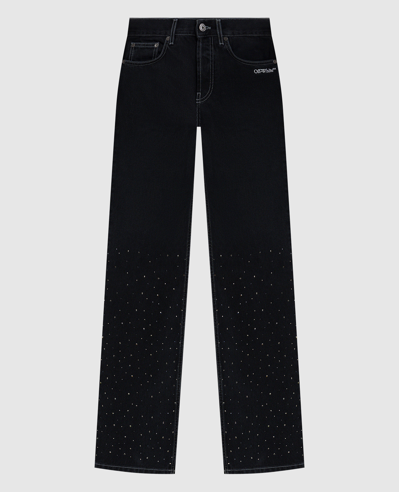 

Черные джинсы Susy с кристаллами Swarovski, Черный, Прямые джинсы