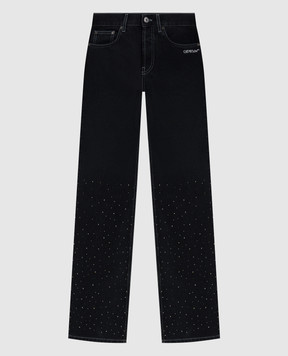 Off-White Черные джинсы Susy с кристаллами Swarovski 2YA069S26DEN004