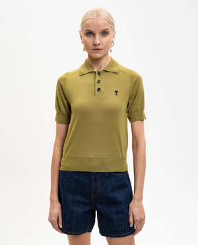 Ami Paris Зелене поло з вовни мериноса FPL439KN0039