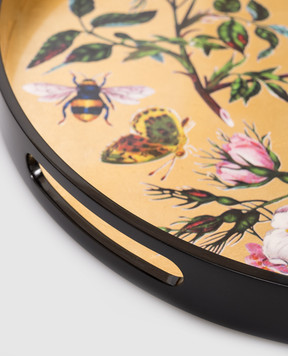 Les Ottomans Лакированный деревянный поднос с цветочным принтом LT18FLOWER