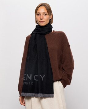 Givenchy Черный палантин из шерсти и кашемира 710010176001