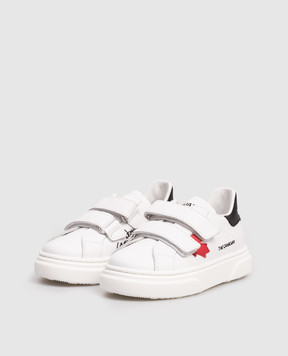 DSQUARED2 Дитячі білі шкіряні кросівки з логотипом 82666