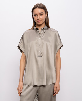 Brunello Cucinelli Блуза кольору хакі із шовку M0C59RA915