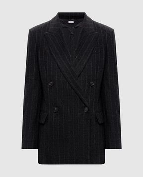 Brunello Cucinelli Темно-серый жакет с шерстью в полоску MG5767357