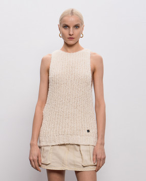 Balmain Бежевый твидовый топ GF0AE200KJ71