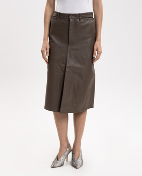 Victoria Beckham Коричнева шкіряна спідниця 1426LSK007677A