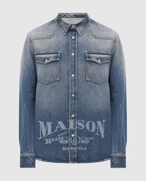 Maison Margiela MM6 Синяя джинсовая рубашка с принтом логотипа SH0DT0053M30058