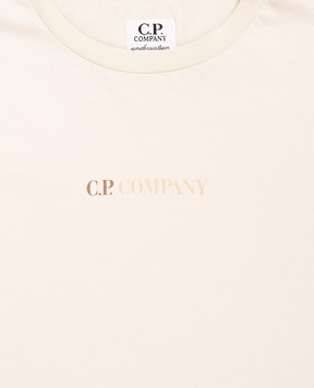 C.P. Company Дитяча бежева футболка з принтом логотипа CSM002LAA171014