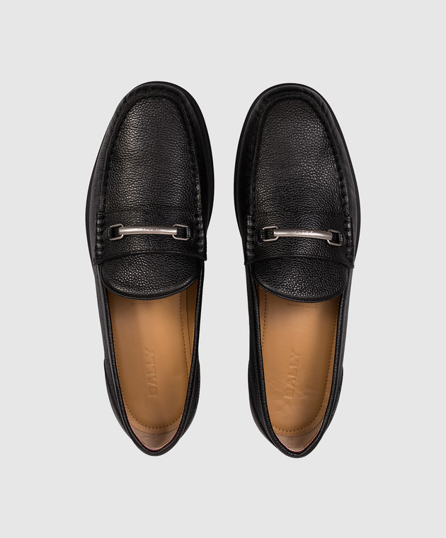 Bally Черные кожаные лоферы Drift MSF0LOVT824 изображение 4