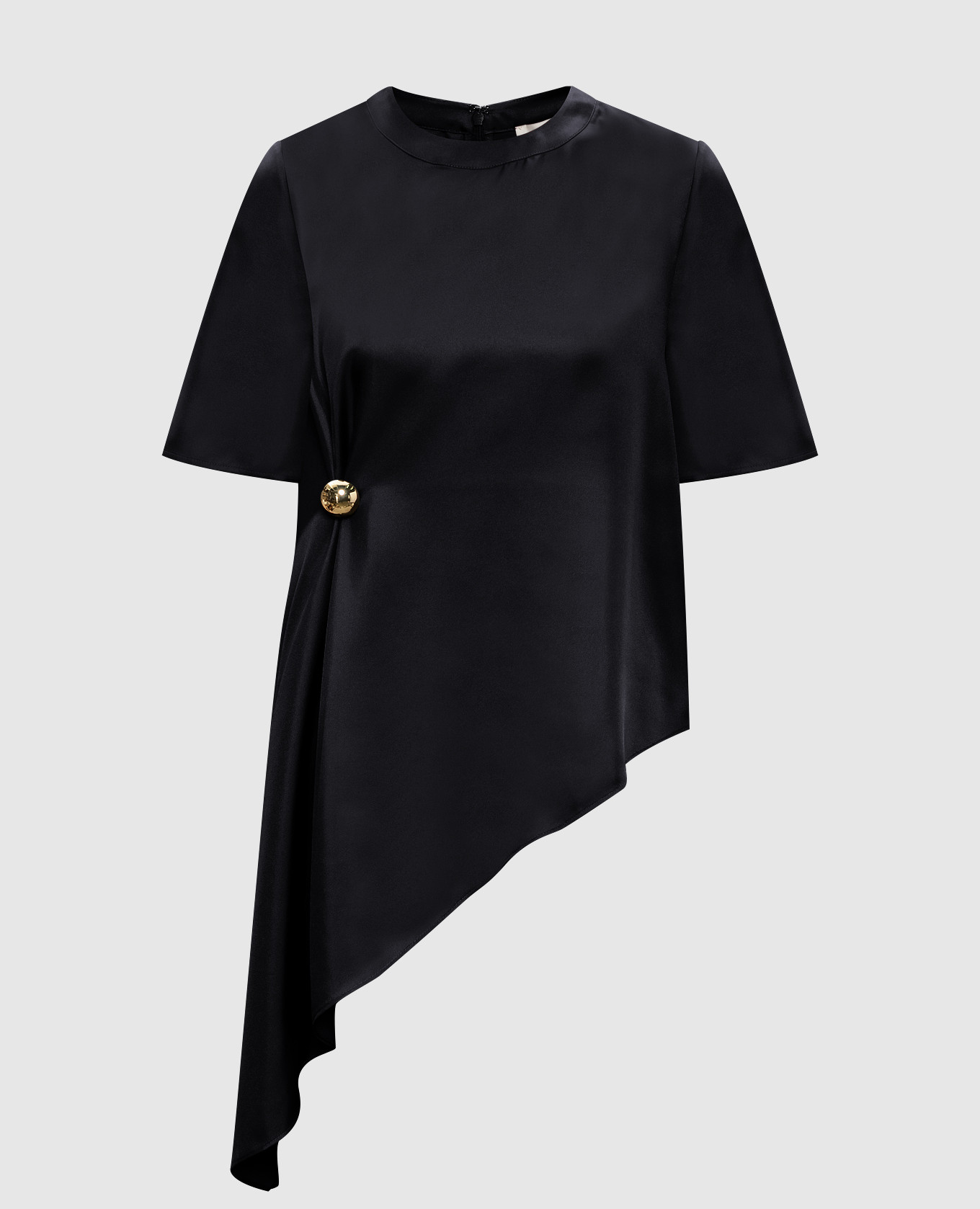 Черная ассиметричная блуза MADEA из шелка