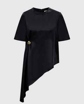 Loulou de Saison Черная ассиметричная блуза MADEA из шелка MADEA
