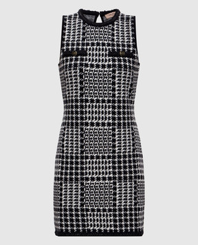 Twinset Черное платье мини с шерстью в узор 252TT3042