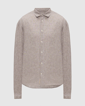 Woolrich Коричнева сорочка з льоном у візерунок CFWOSI2015MRUT3977