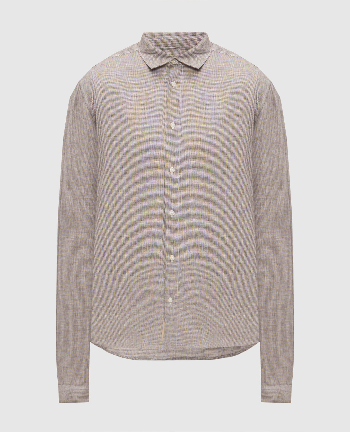 Коричневая рубашка с леном в узор