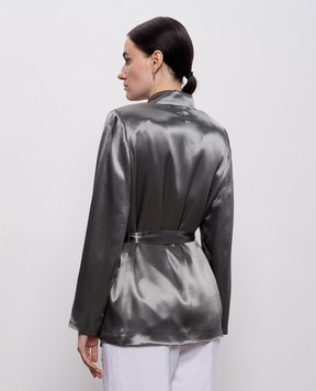 Peserico Зеленый двубортный жакет с поясом E01220A01514