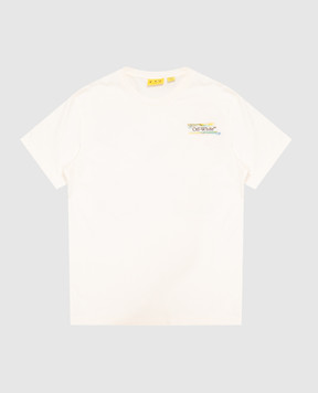 Off-White Дитяча футболка кольору айворі з принтом Arrow Watercolor 44BAA002F26J00A