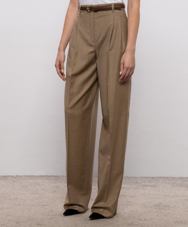 Max Mara Коричневые брюки LAGO из шерсти MSTLAGO изображение 3