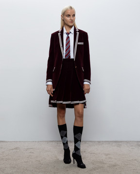 Thom Browne Бордова вельветова спідниця-плісе FGCA37NF0957
