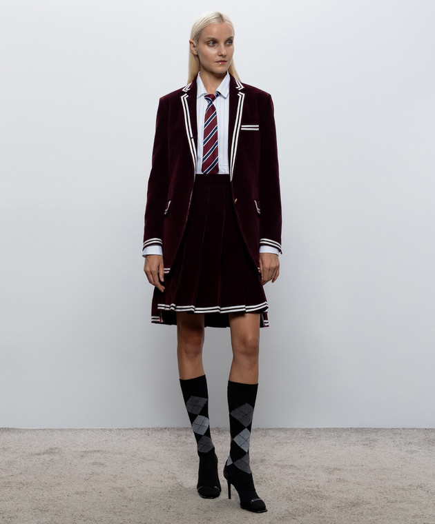 Thom Browne Бордова вельветова спідниця-плісе FGCA37NF0957 зображення 2