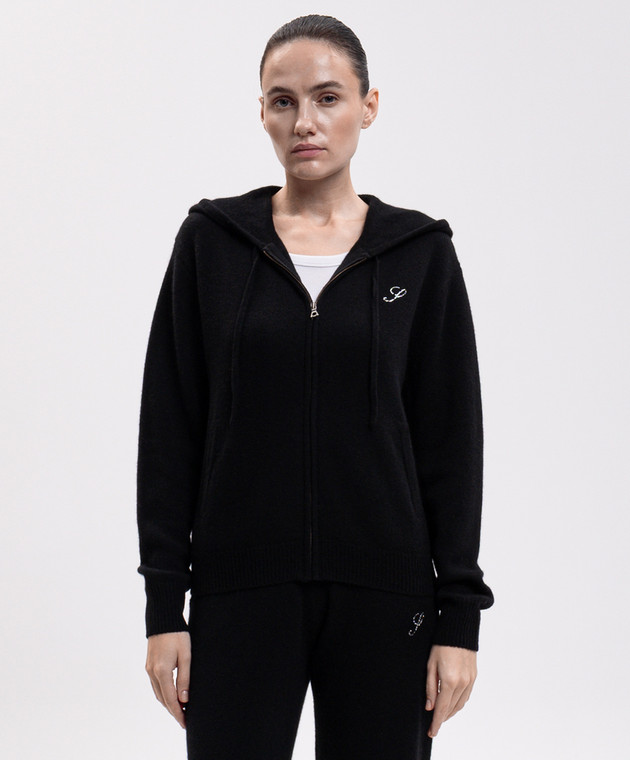 Sporty & Rich Черная спортивная куртка из кашемира и шерсти CA00282327BA01 изображение 3